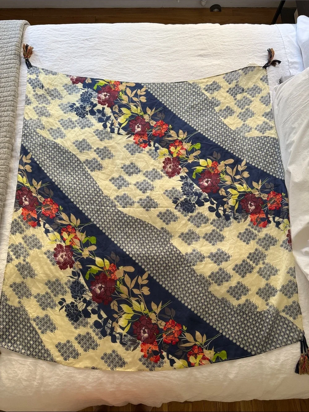 Gerard Darel Navy, Cream & Red Floral Scarf
